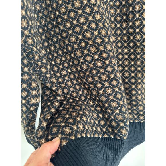 Claiborne Vintage 100% Cotton Diamond Printed Pattern Crewneck Sweater - Size L - Picture 6 of 9